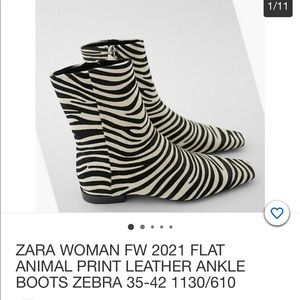 Zara women’s zebra print booties FW size 38